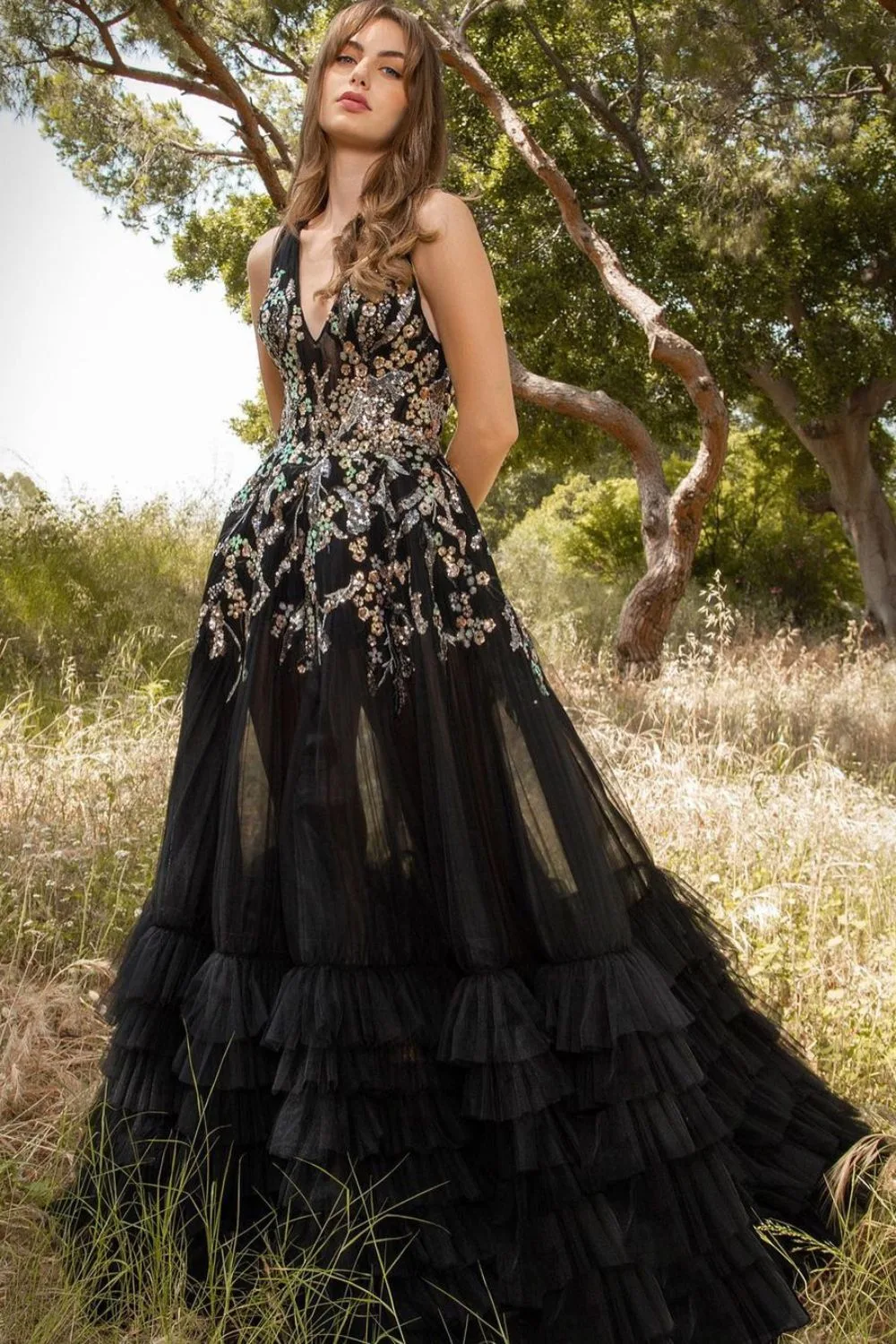 Black and silver boho dress