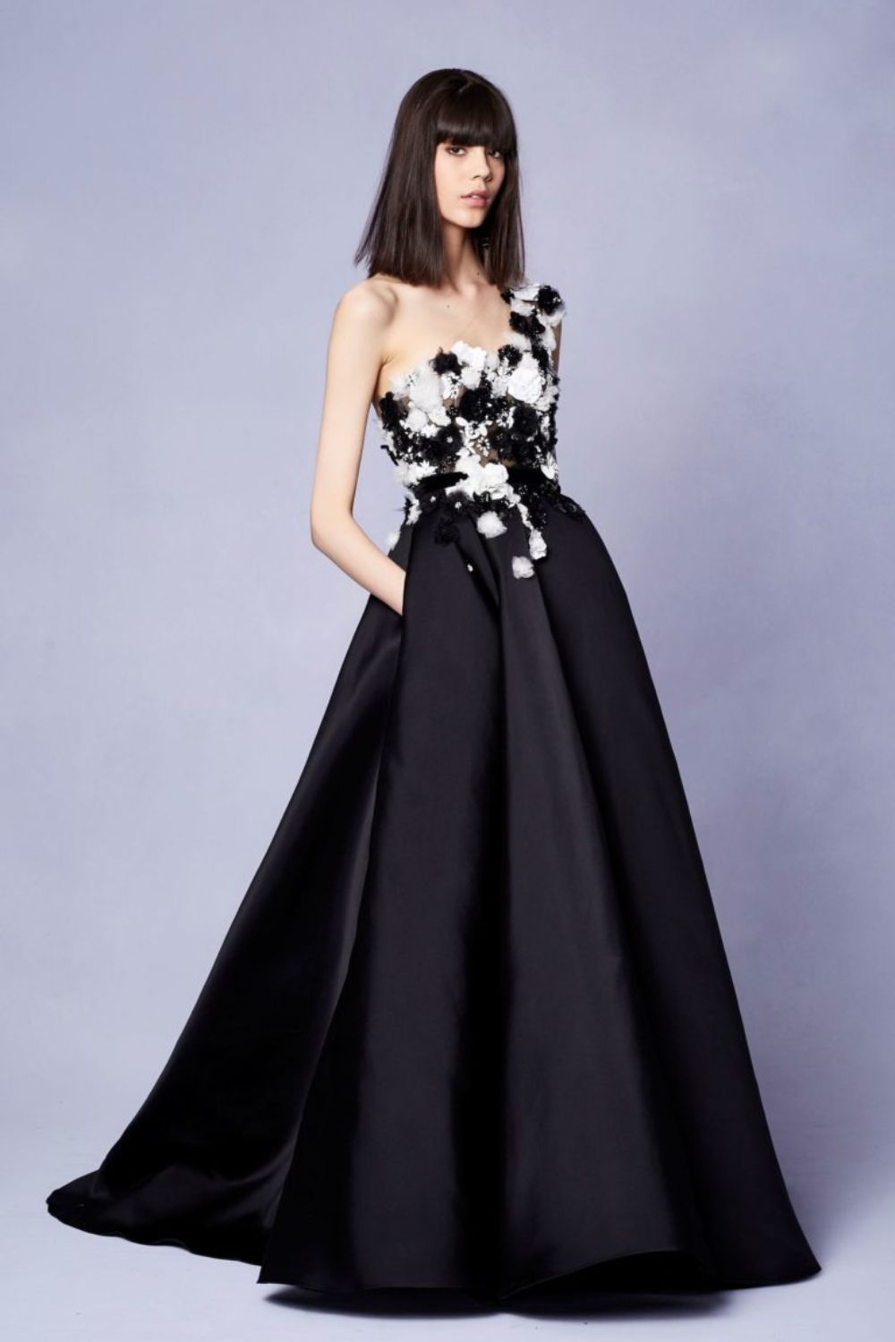 Black gown with white flowers