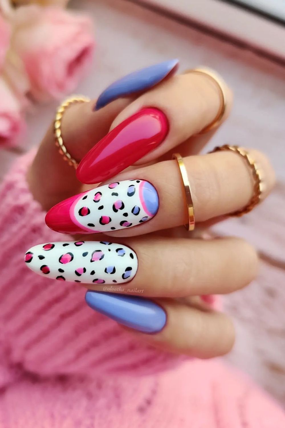 Bold neon leopard print nails