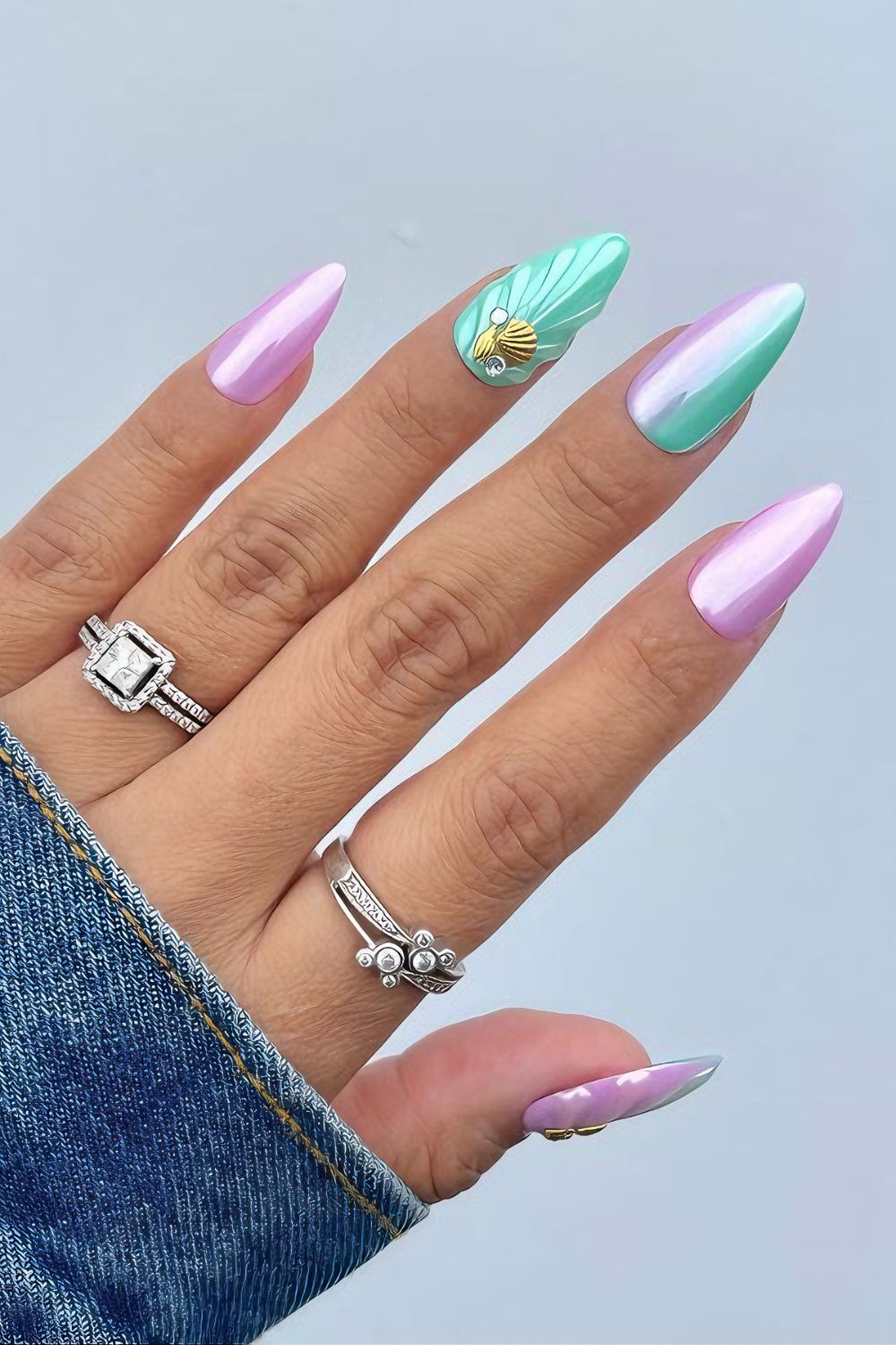 Chrome mermaid nails