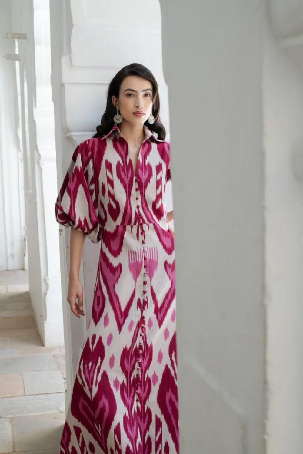 Dress with ikat pattern