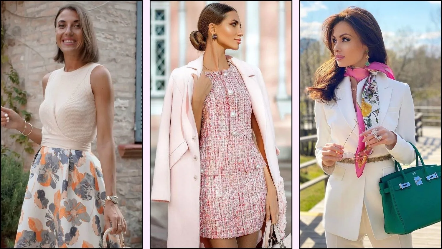 A collage of elegant spring outfit ideas