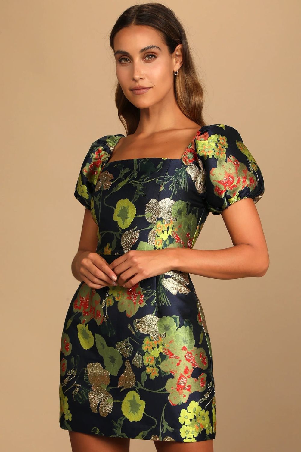 Floral puff sleeve dress