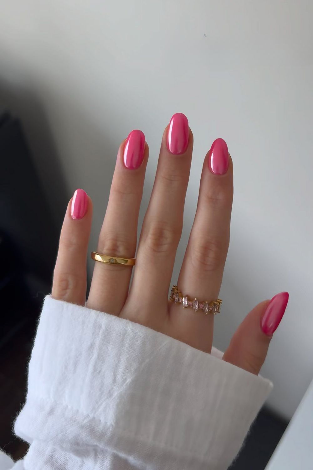 Glazed hot pink nails