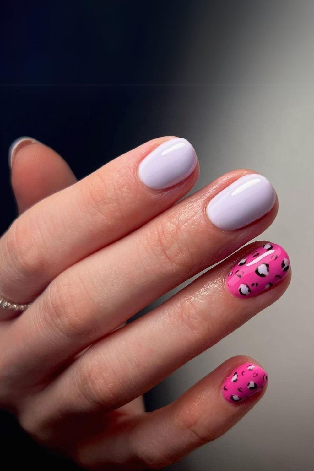 Hot pink and soft purple leopard nails