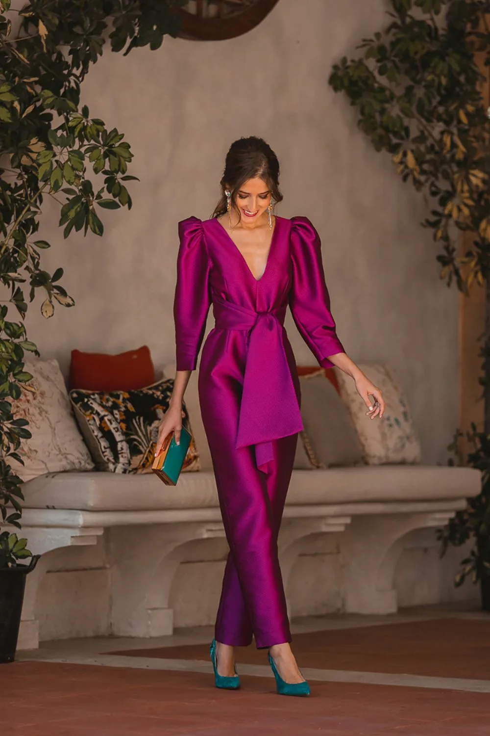 Jumpsuit outfit for a wedding guest