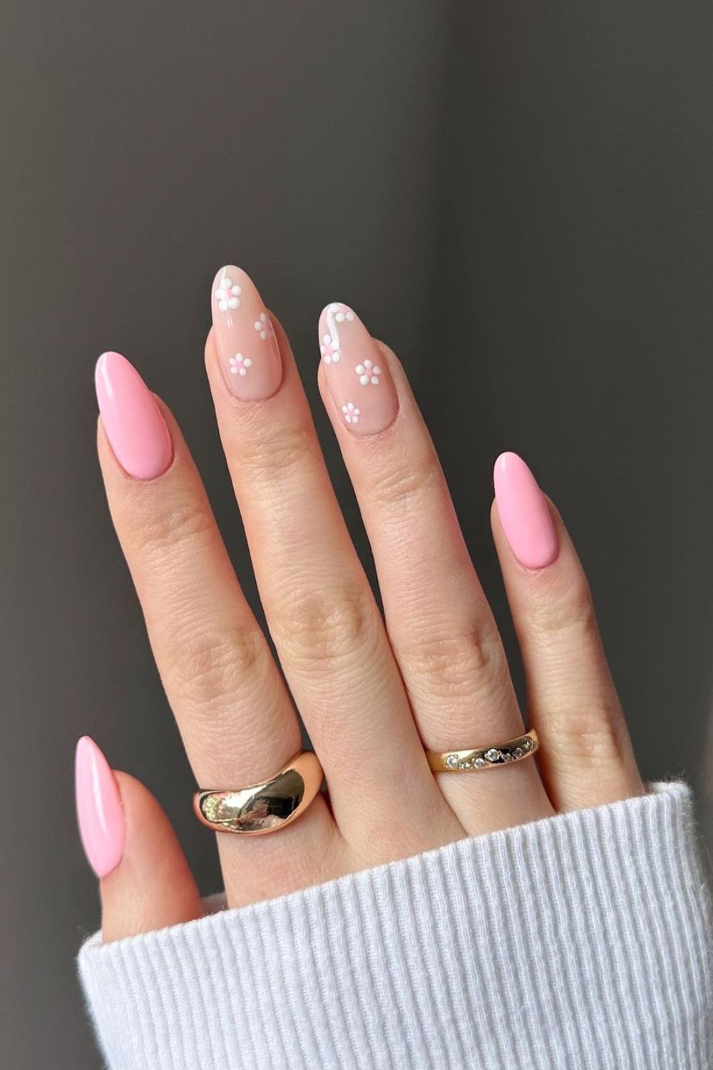 Light pink floral nails