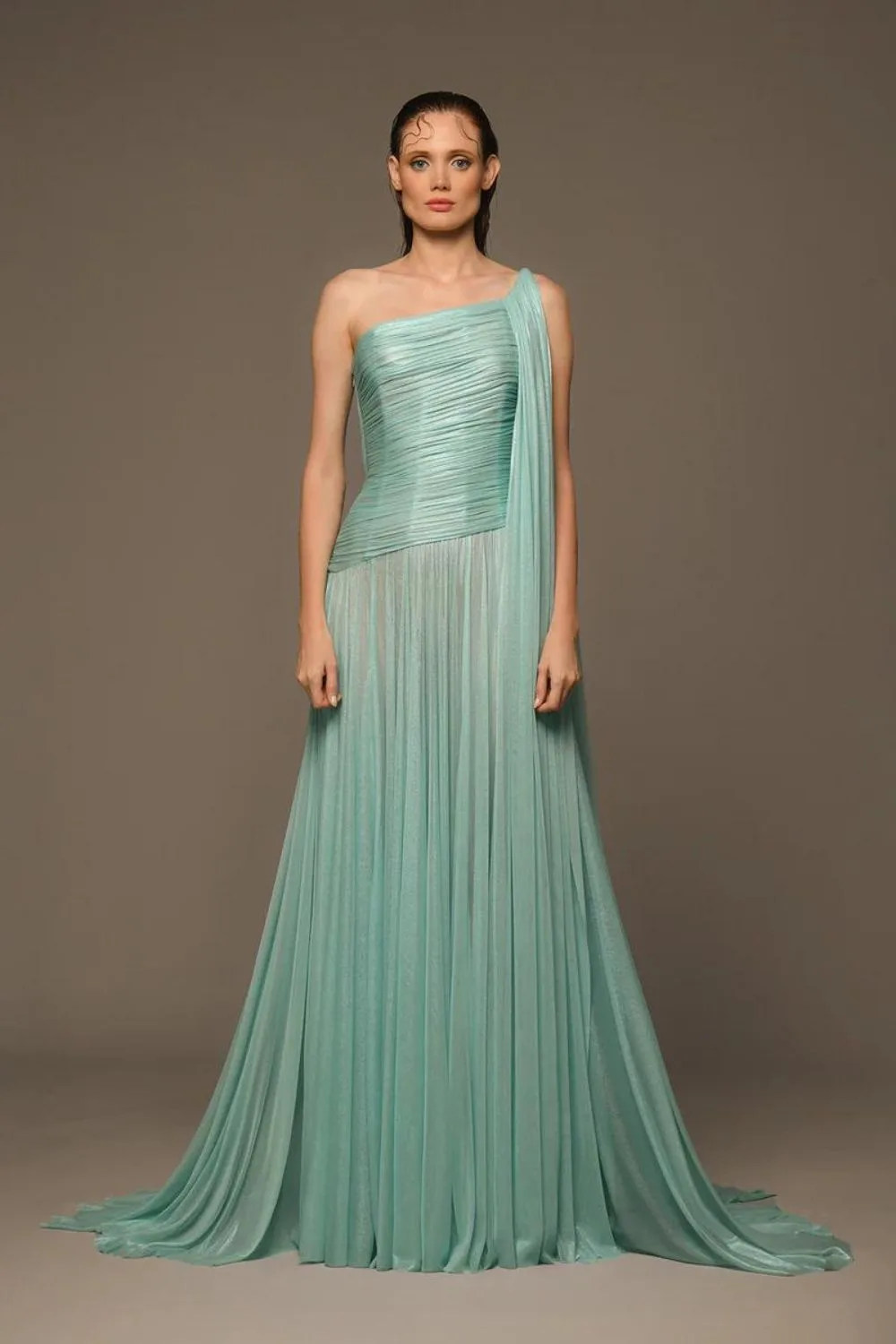 Mint one-shoulder dress