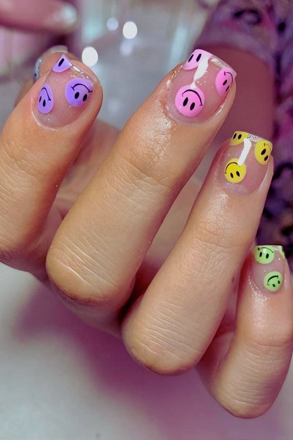 Nails with colorful smileys