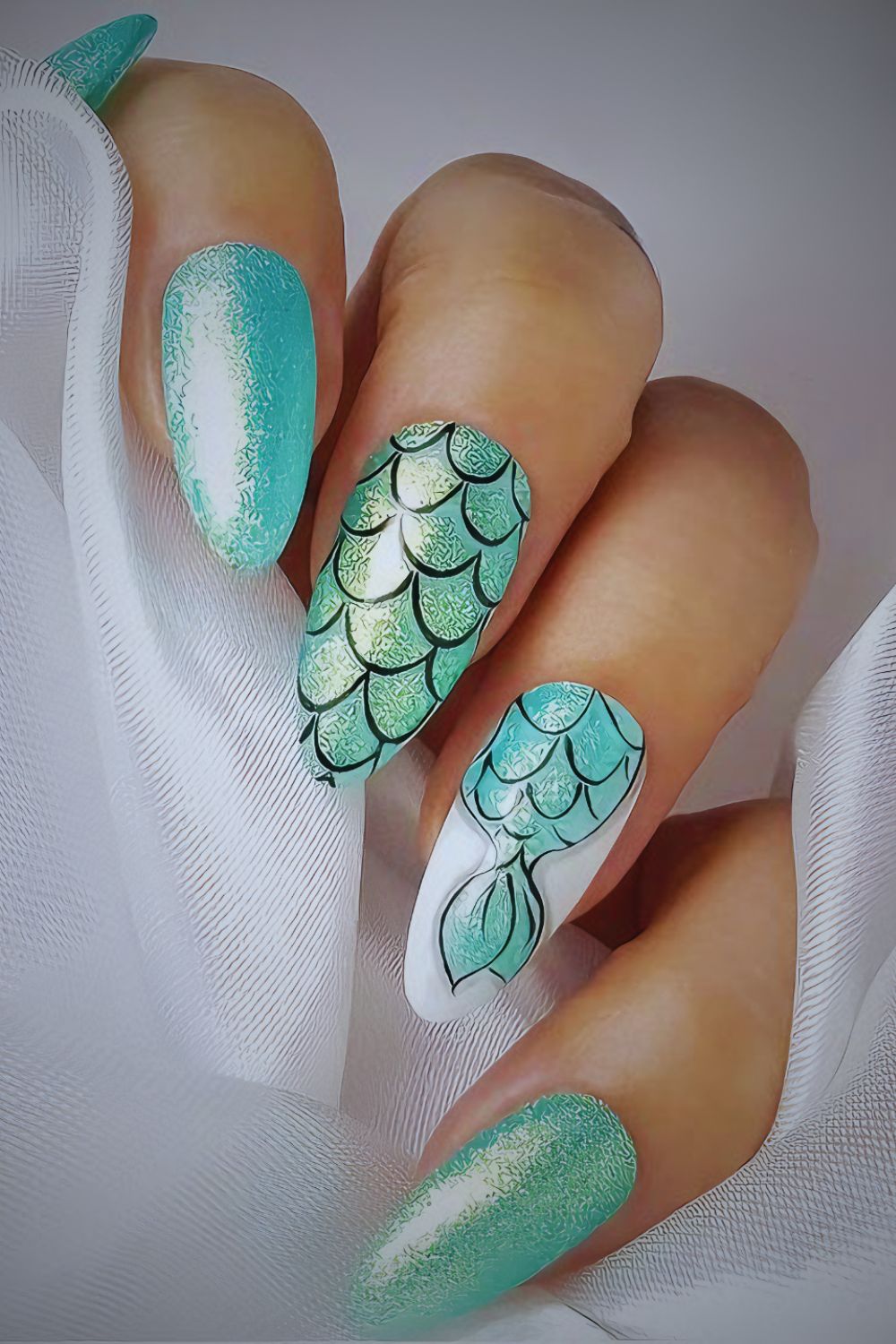 Nails with green scales