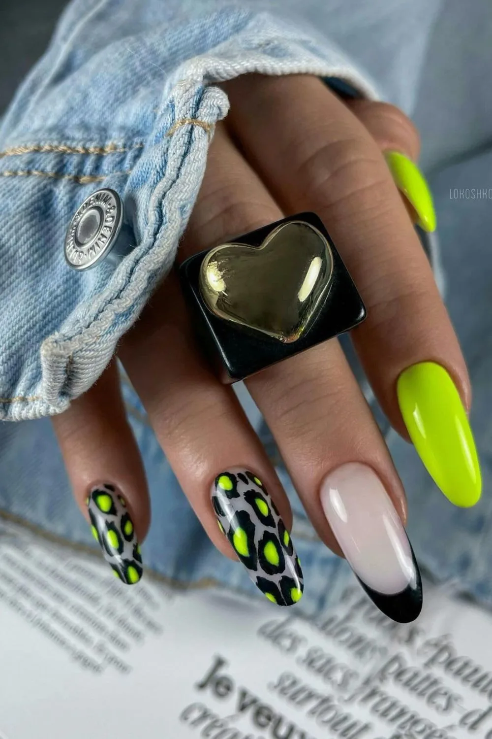 Neon green and black leopard print