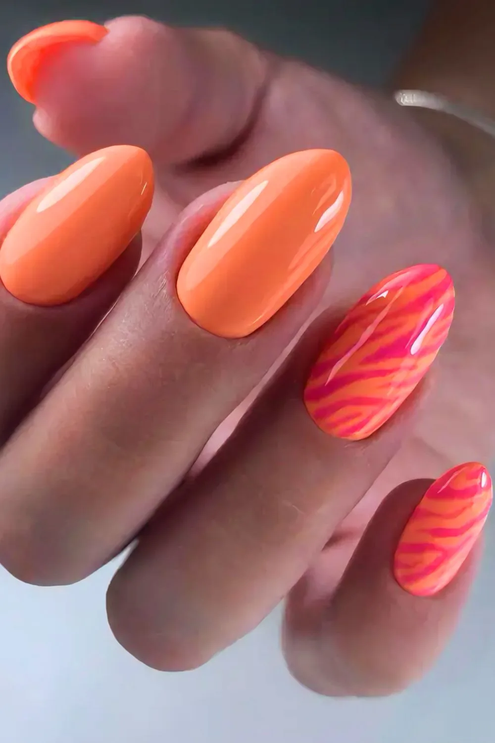 Neon orange nails