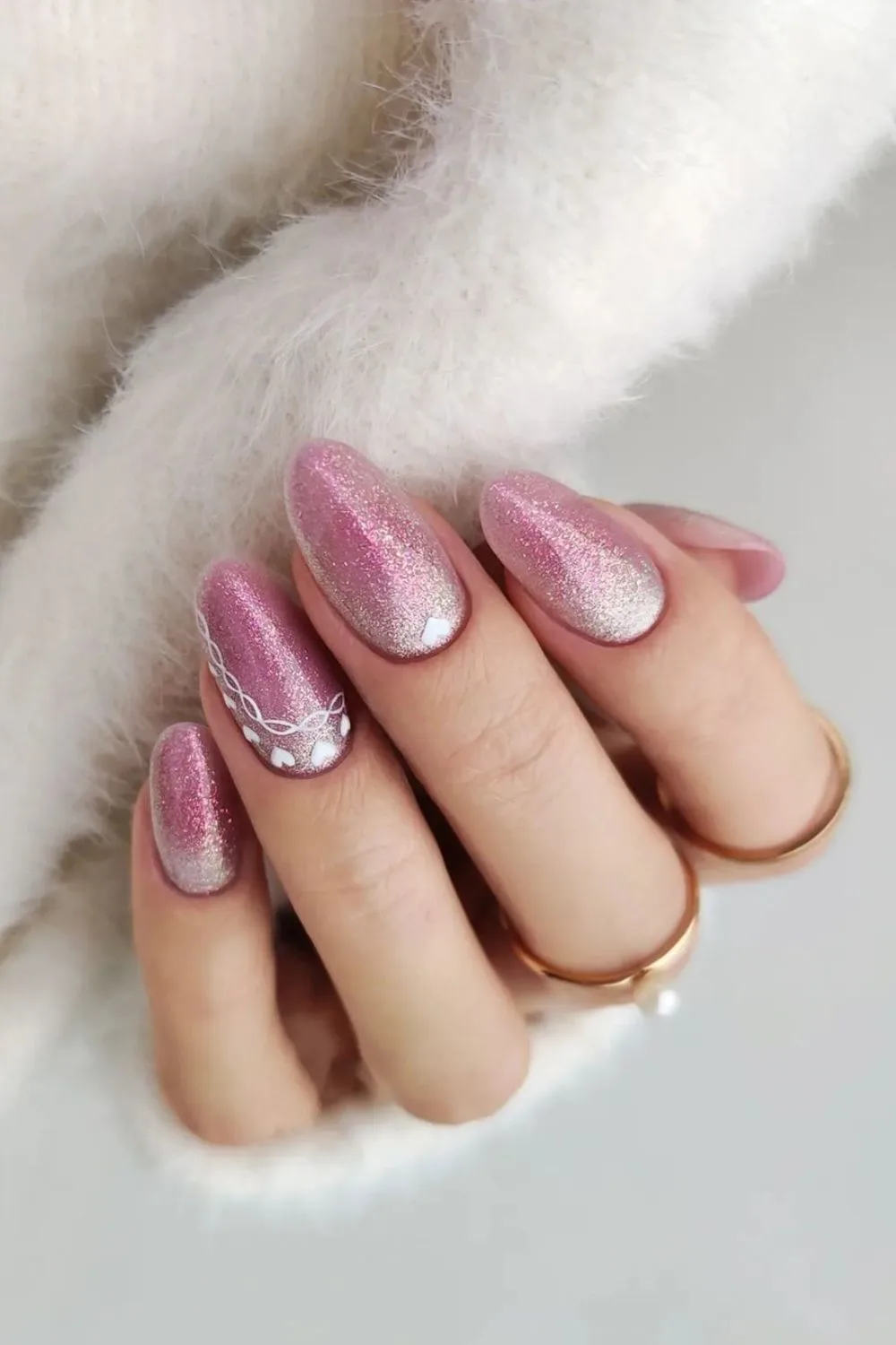 Pink and silver ombre nails