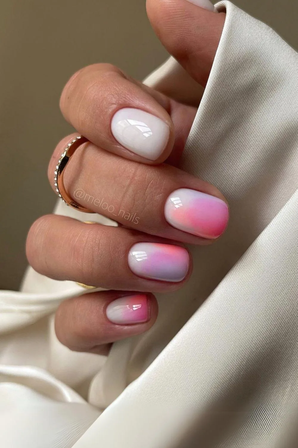 Pink and white ombre nails