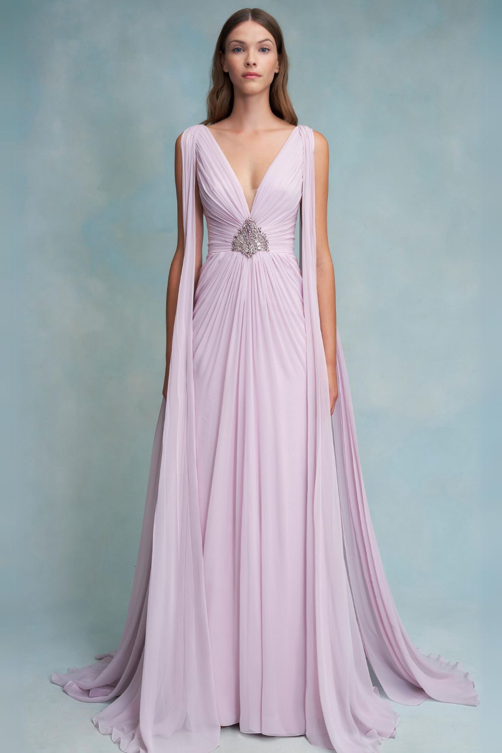 Pink chiffon Grecian dress