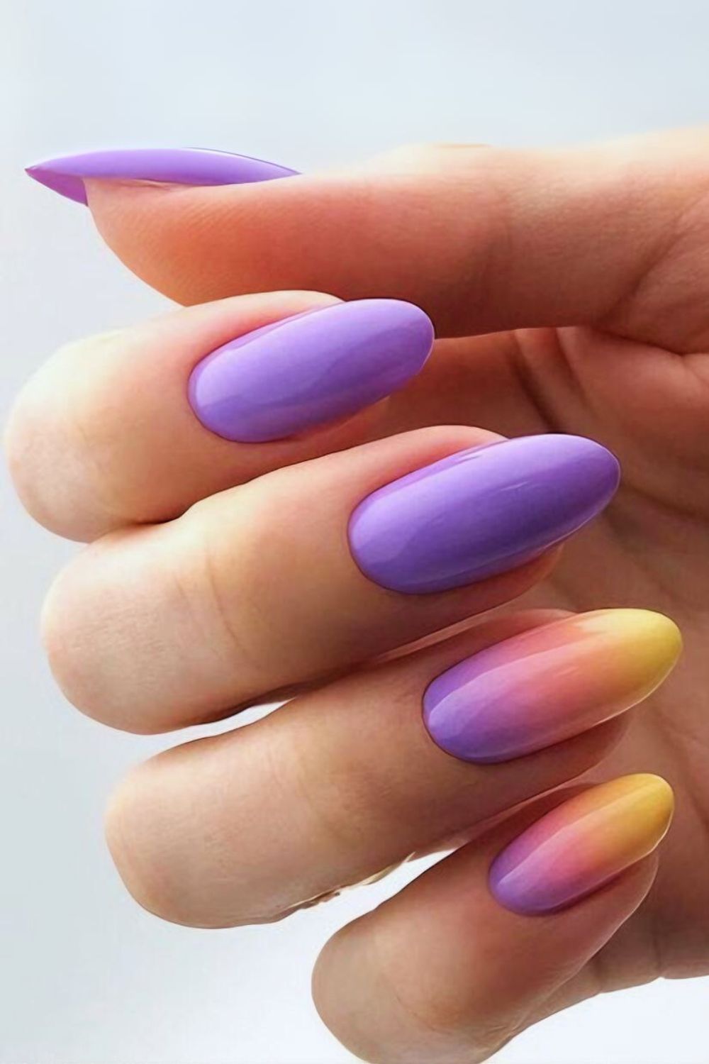 Purple and yellow gradient nails