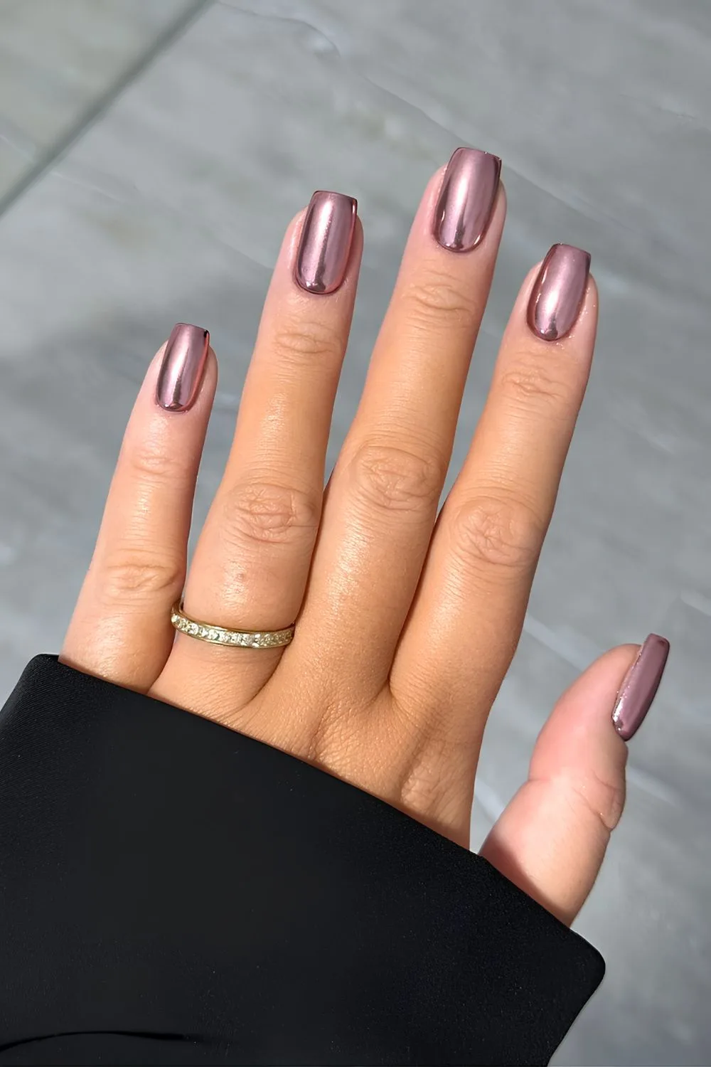 Rose gold Chrome manicure