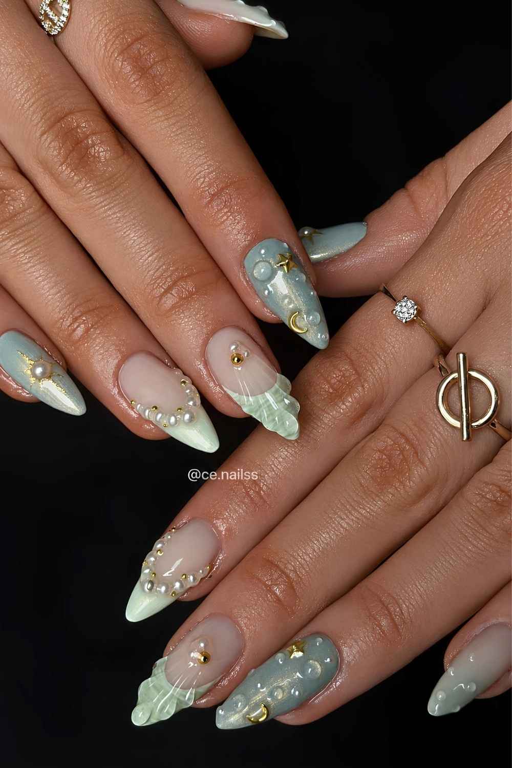 Seafoam green ocean inspired mani