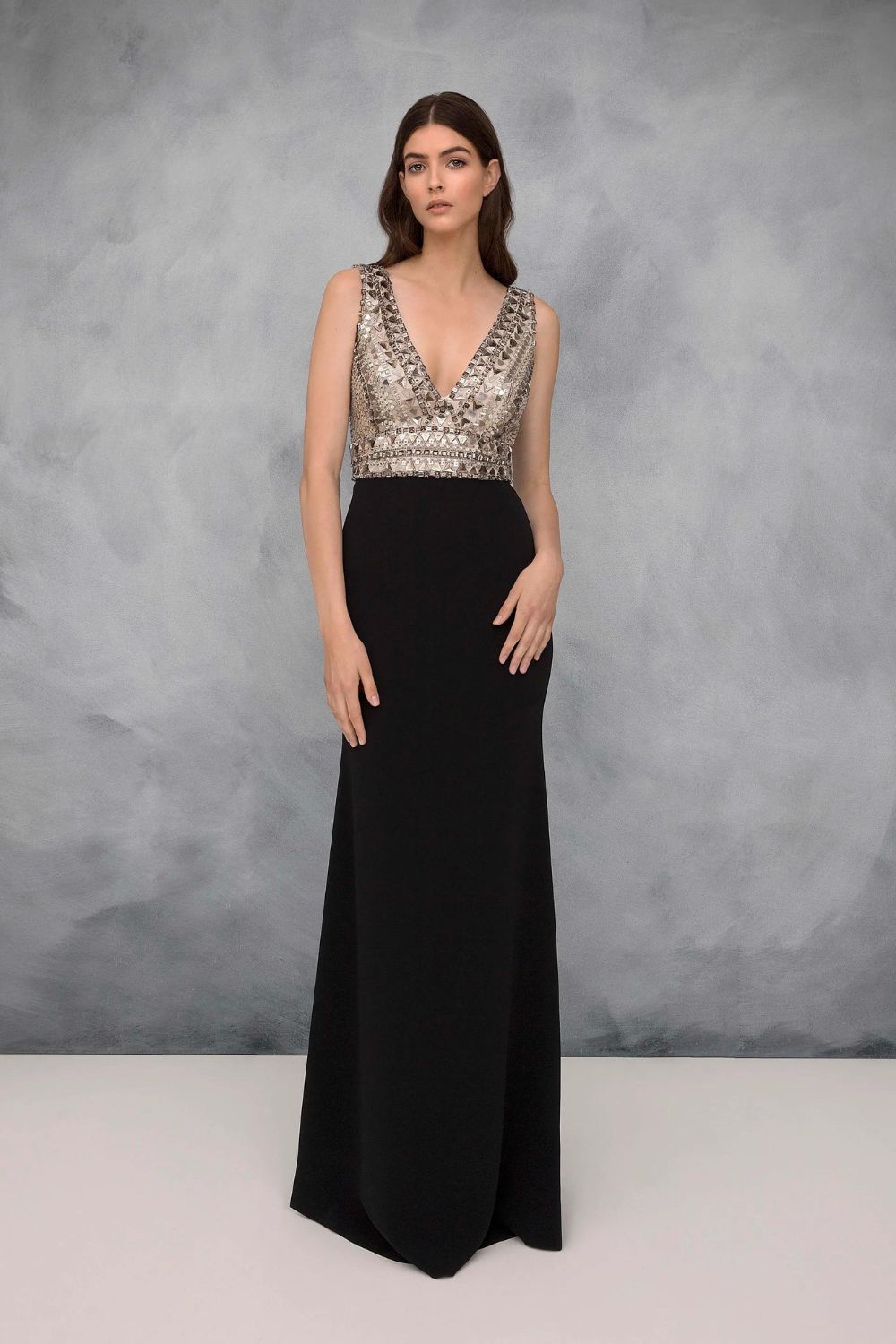 Sequin V-Neck Gown