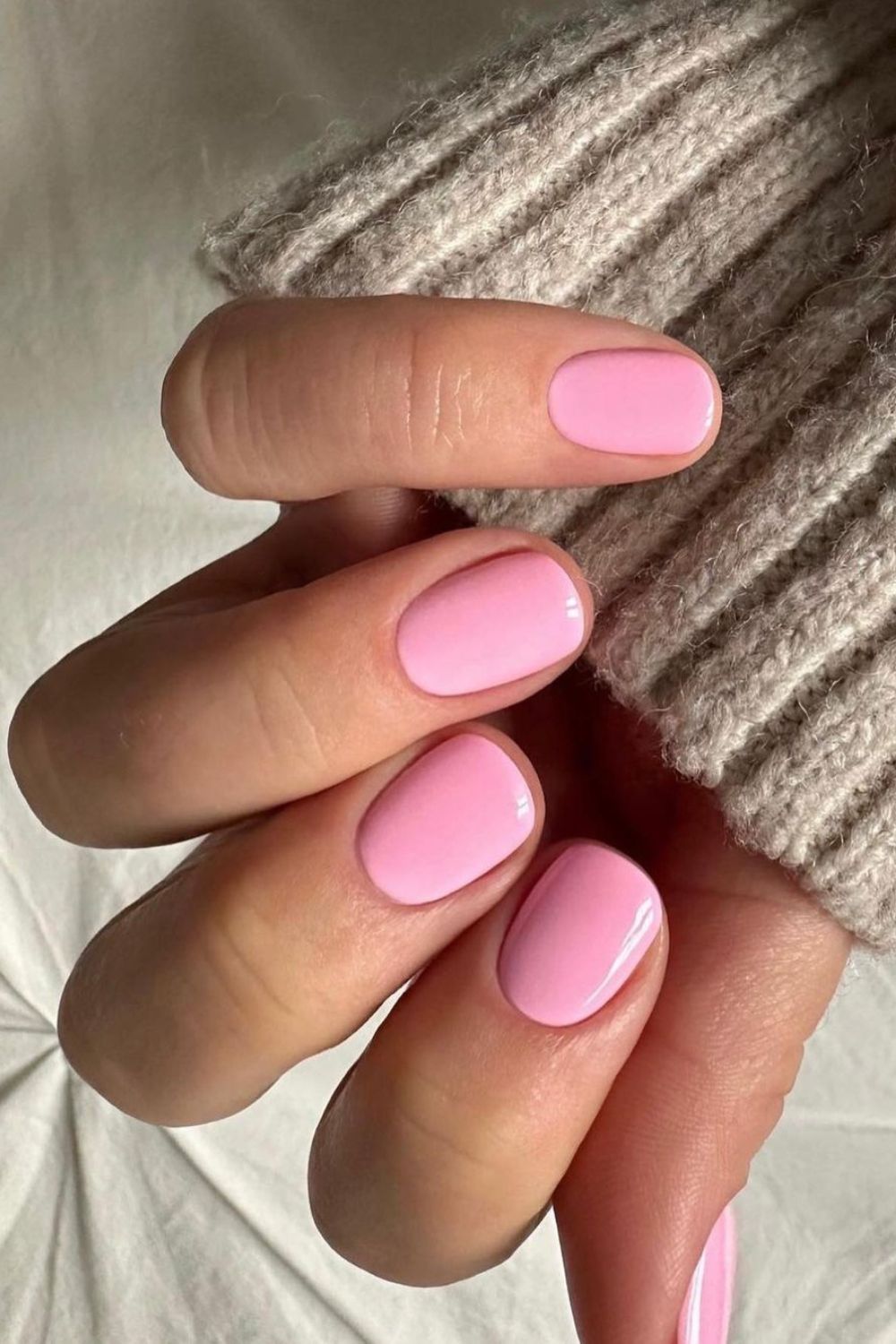 Solid bubblegum pink nails