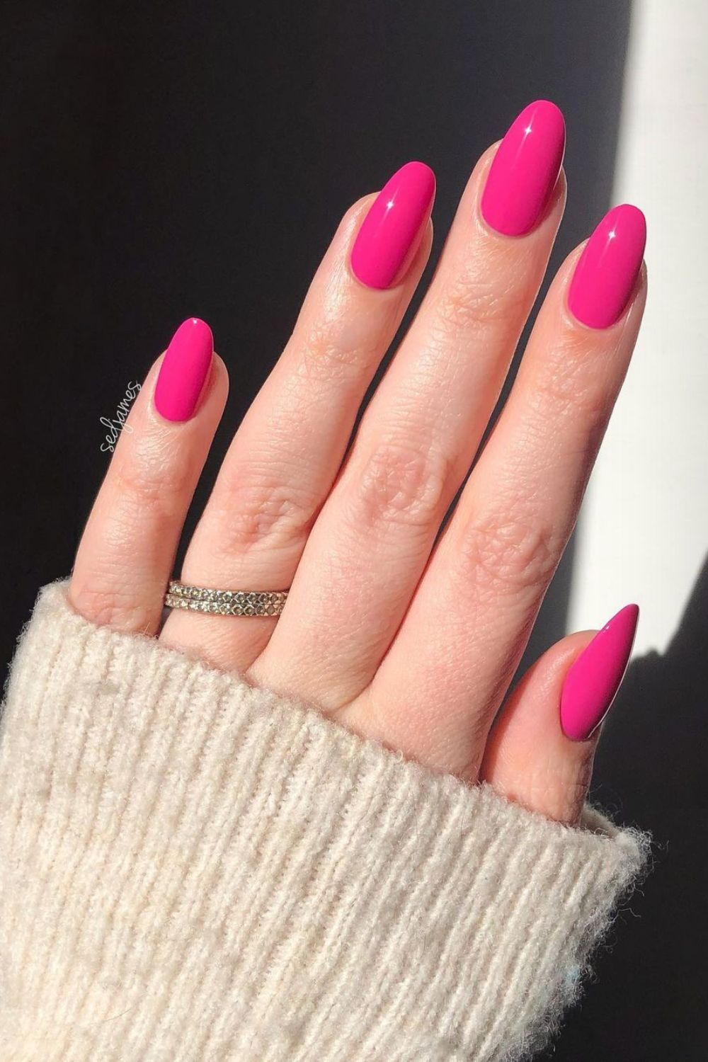 Solid hot pink manicure