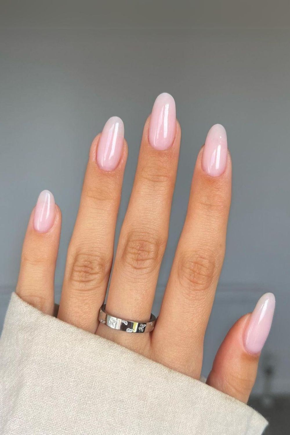 Solid soft pink manicure