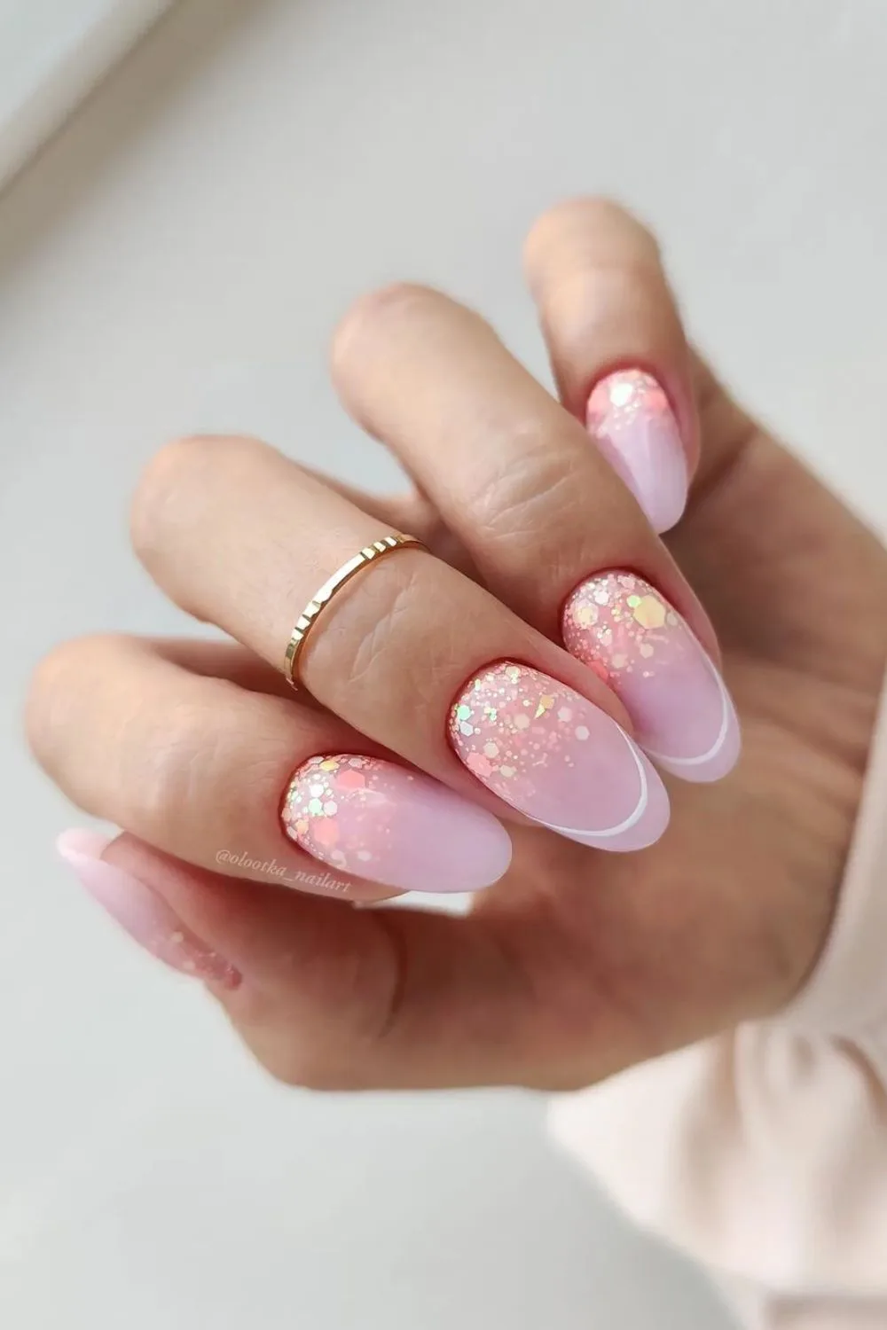 Speckled pink french nails