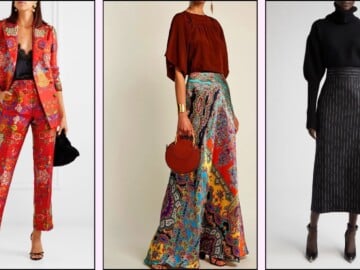 A collage of fashionalble outfits with popular patterns