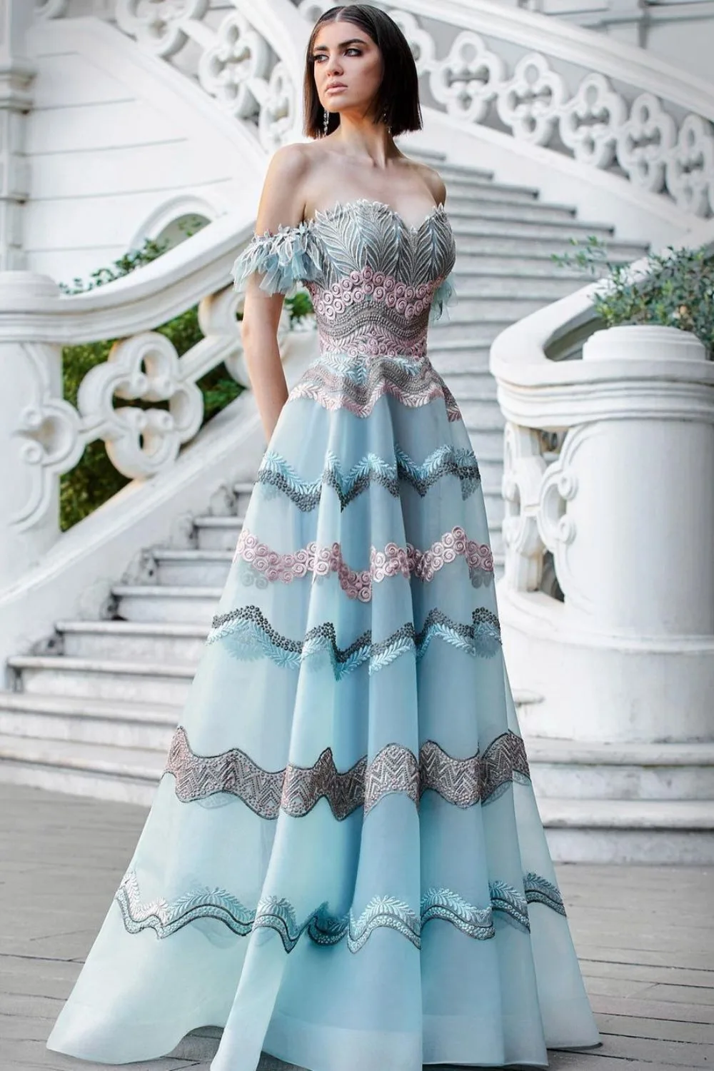 Whimsical blue and pink dress