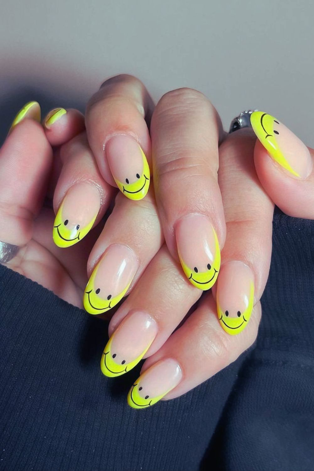 Yellow smiley French tips