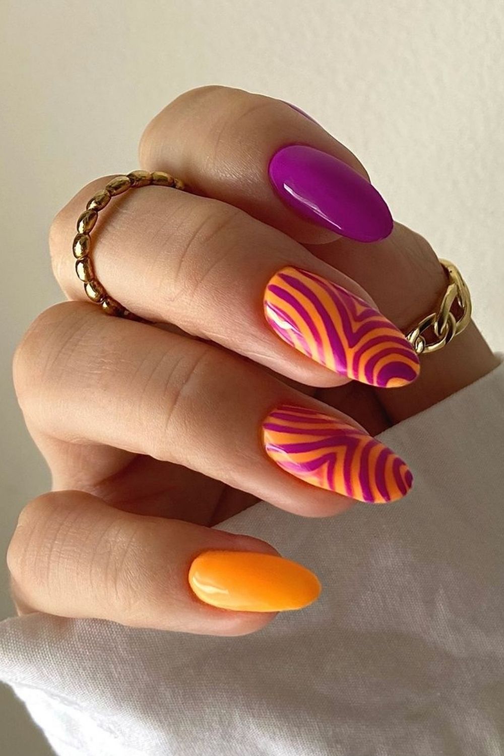 colorful almond nails