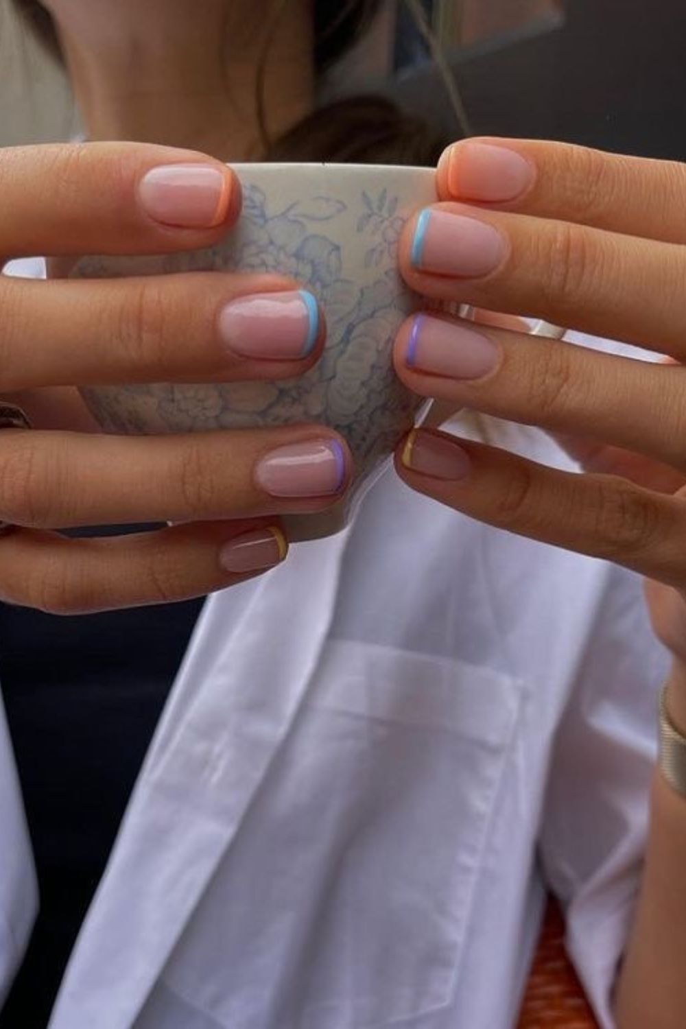 colorful manicure on short nails