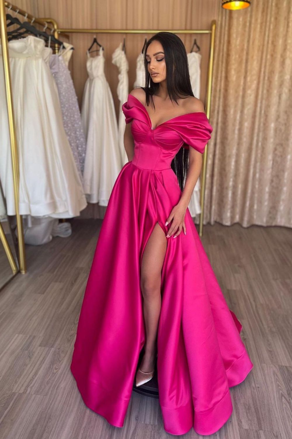 elegant pink dress on a gorgeous girl