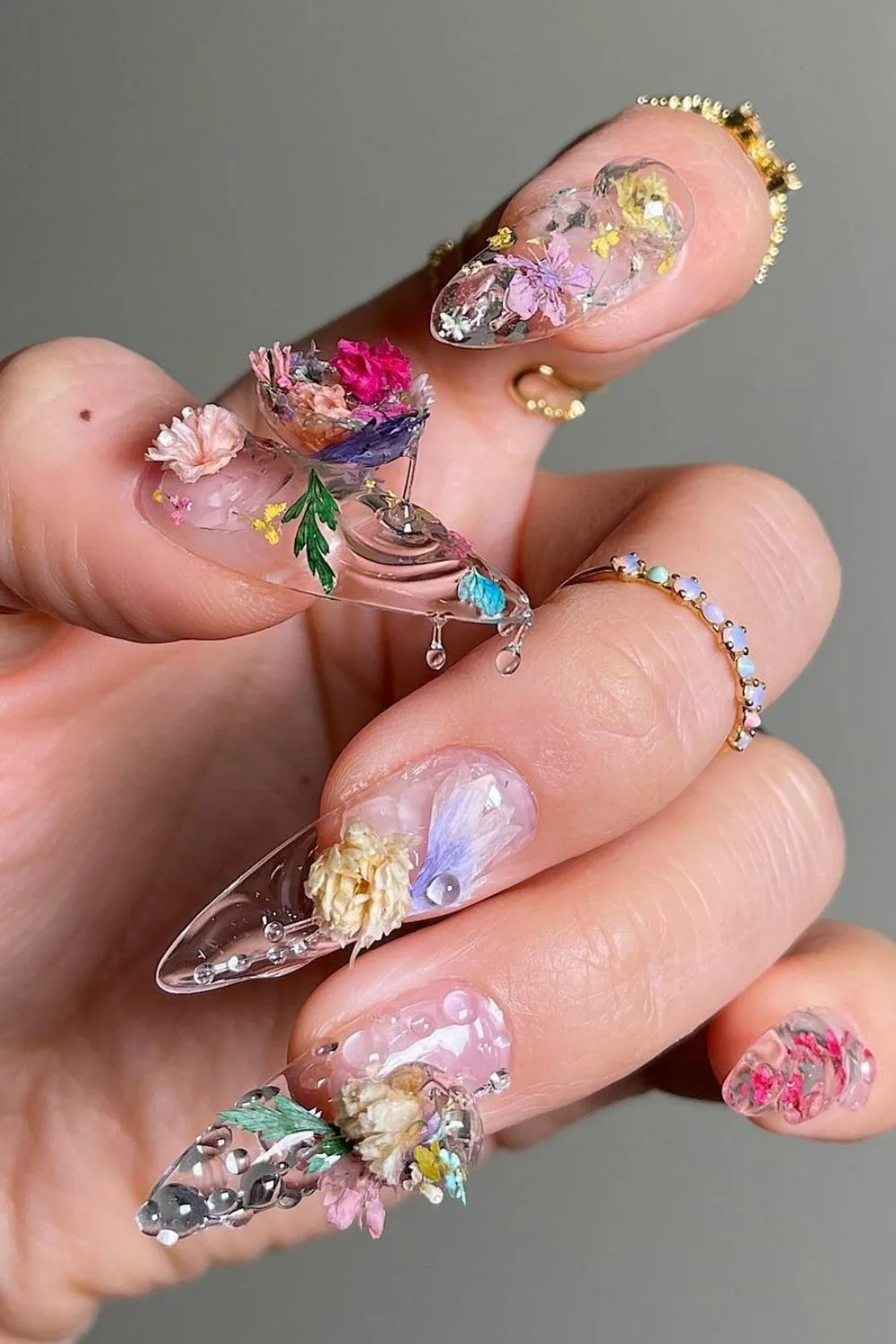 floral 3d nails