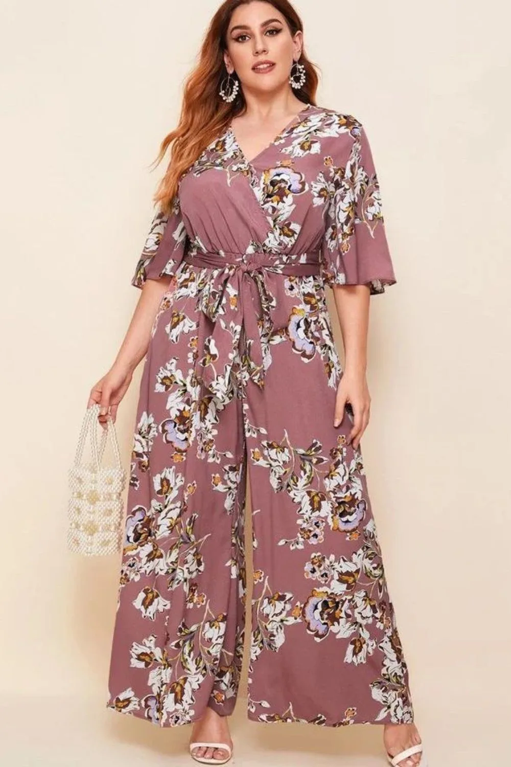 floral jumpsuit for apple figure