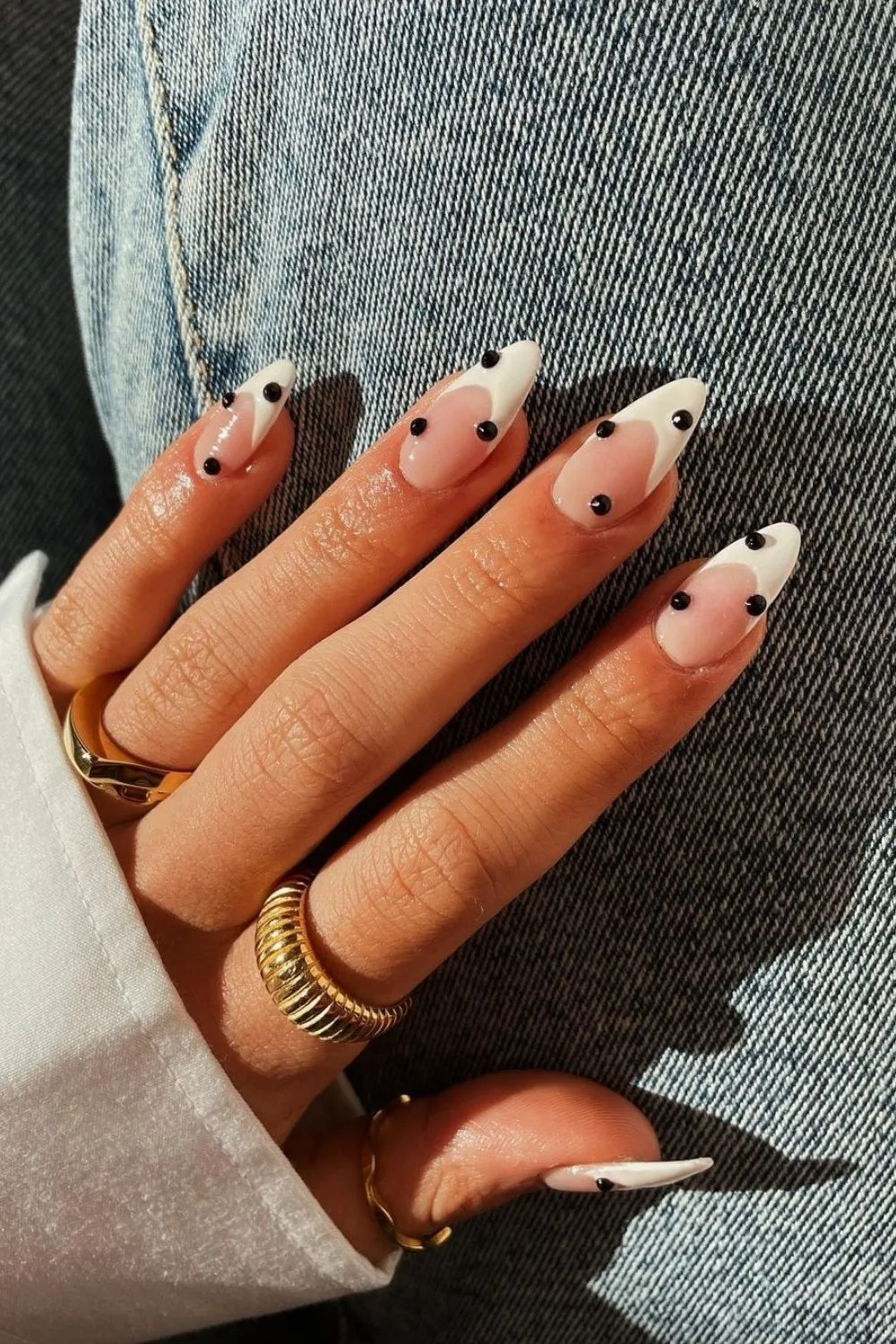 french manicure with dots