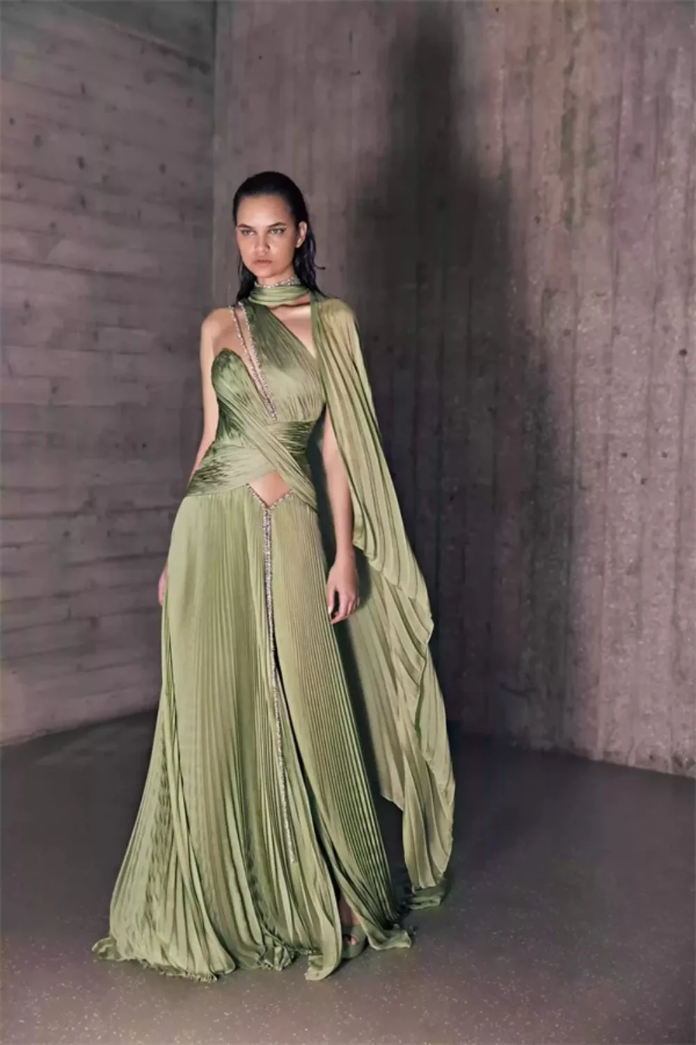 light green long gown