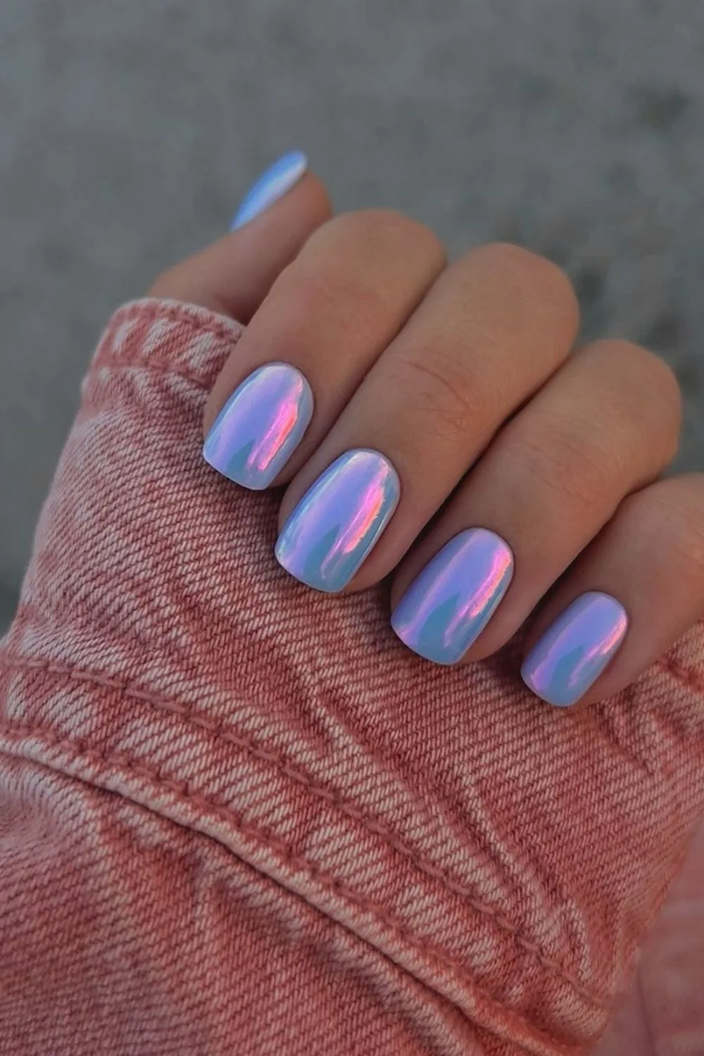 lilac with shades chrome nails