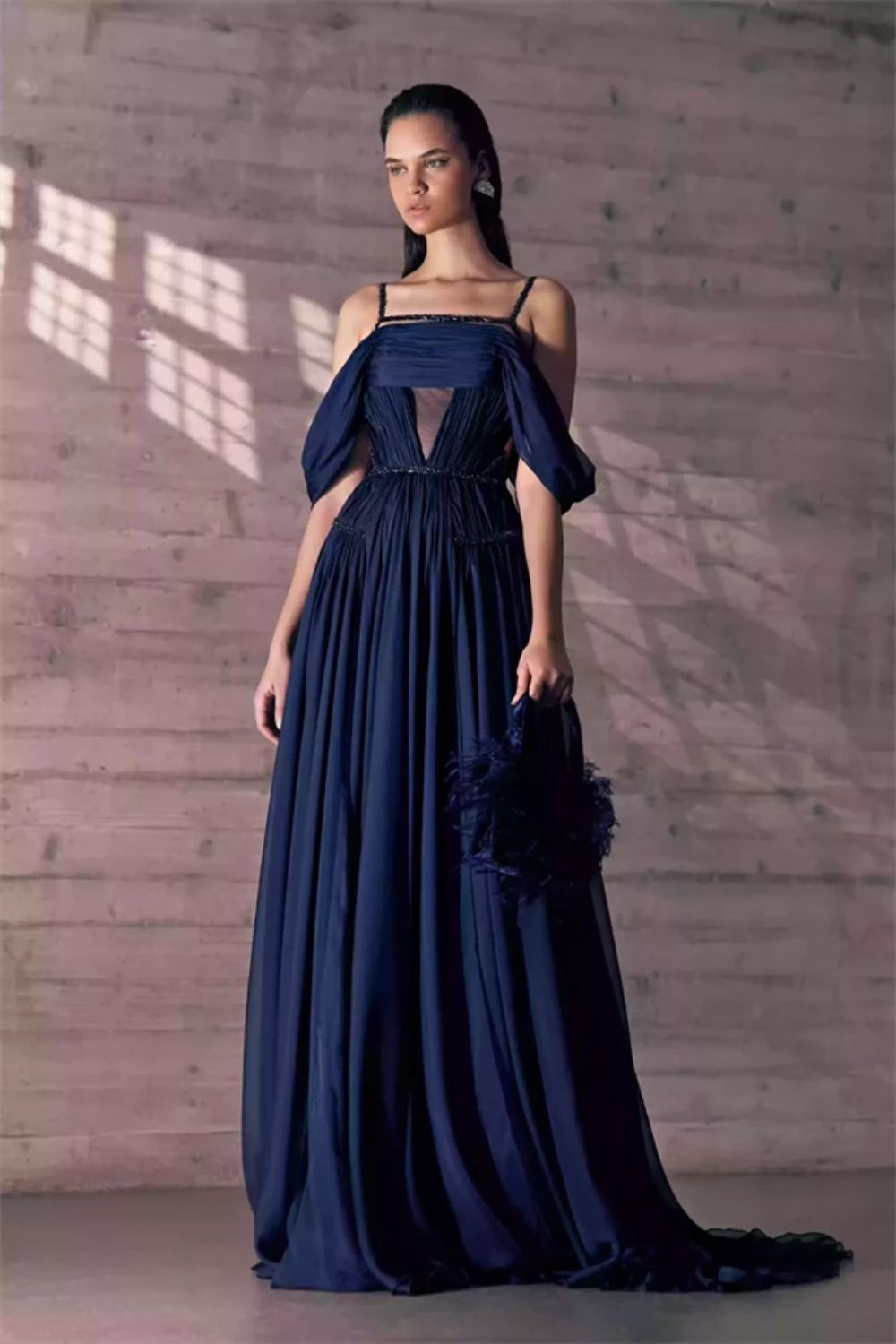 maxi dress in a blue navy color