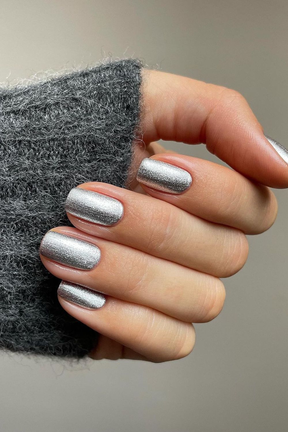 metallic silver nails