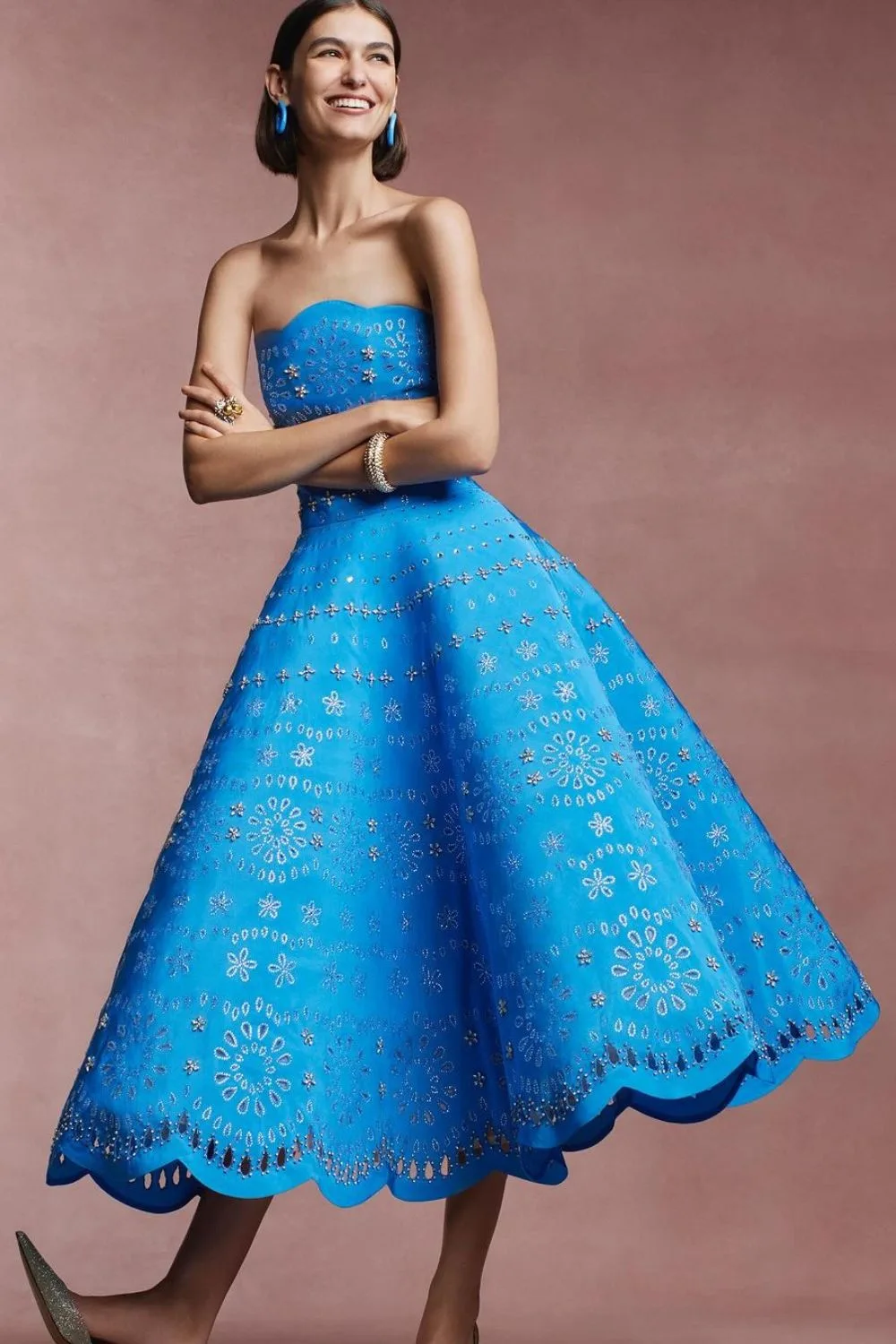 midi blue princess dress