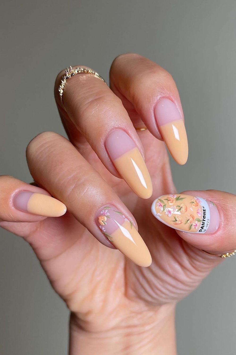 pantone peach fuzz mani