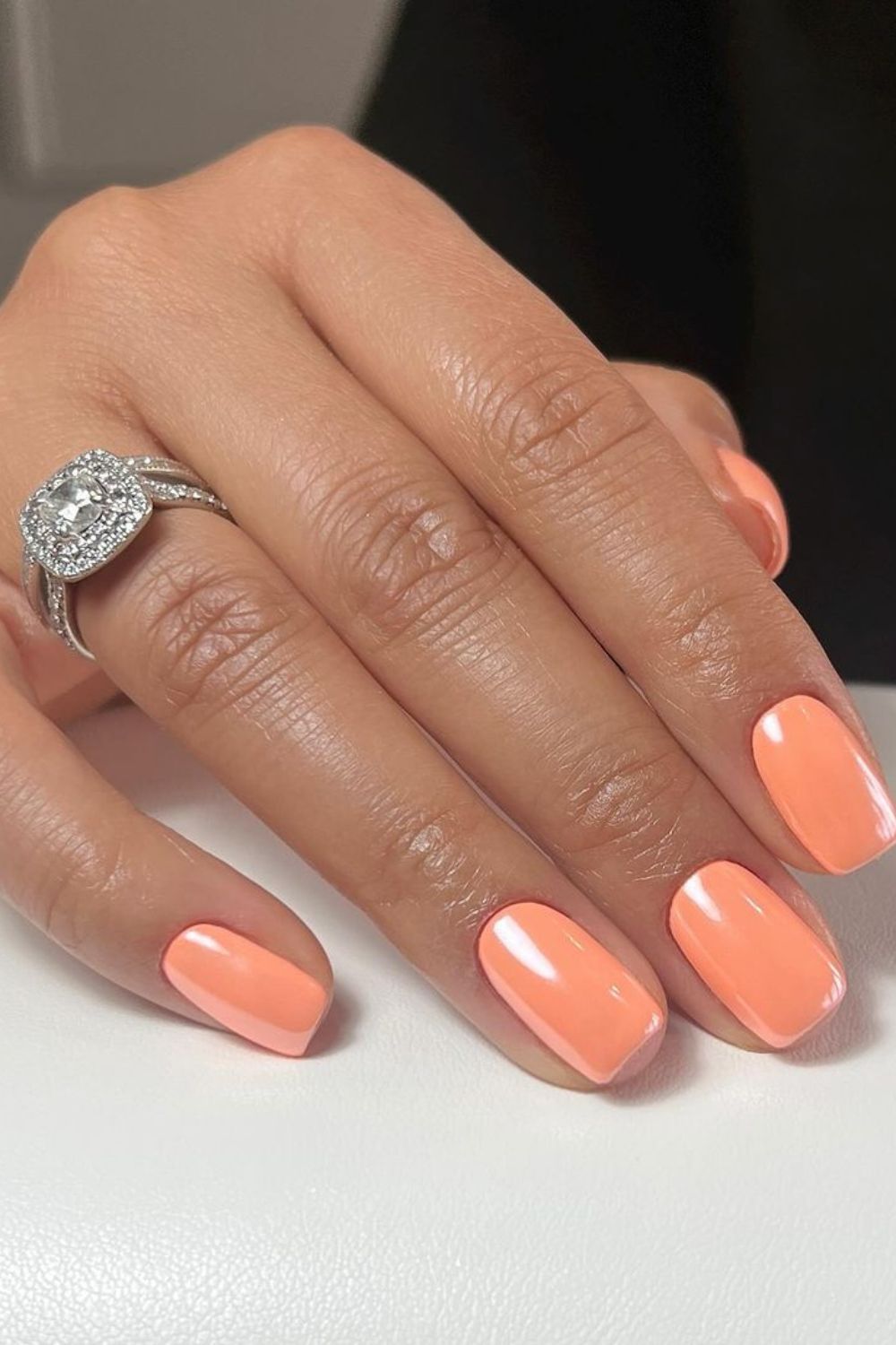 peach chrome nails for summer