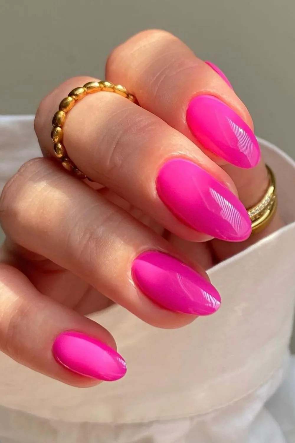 pink almond nails