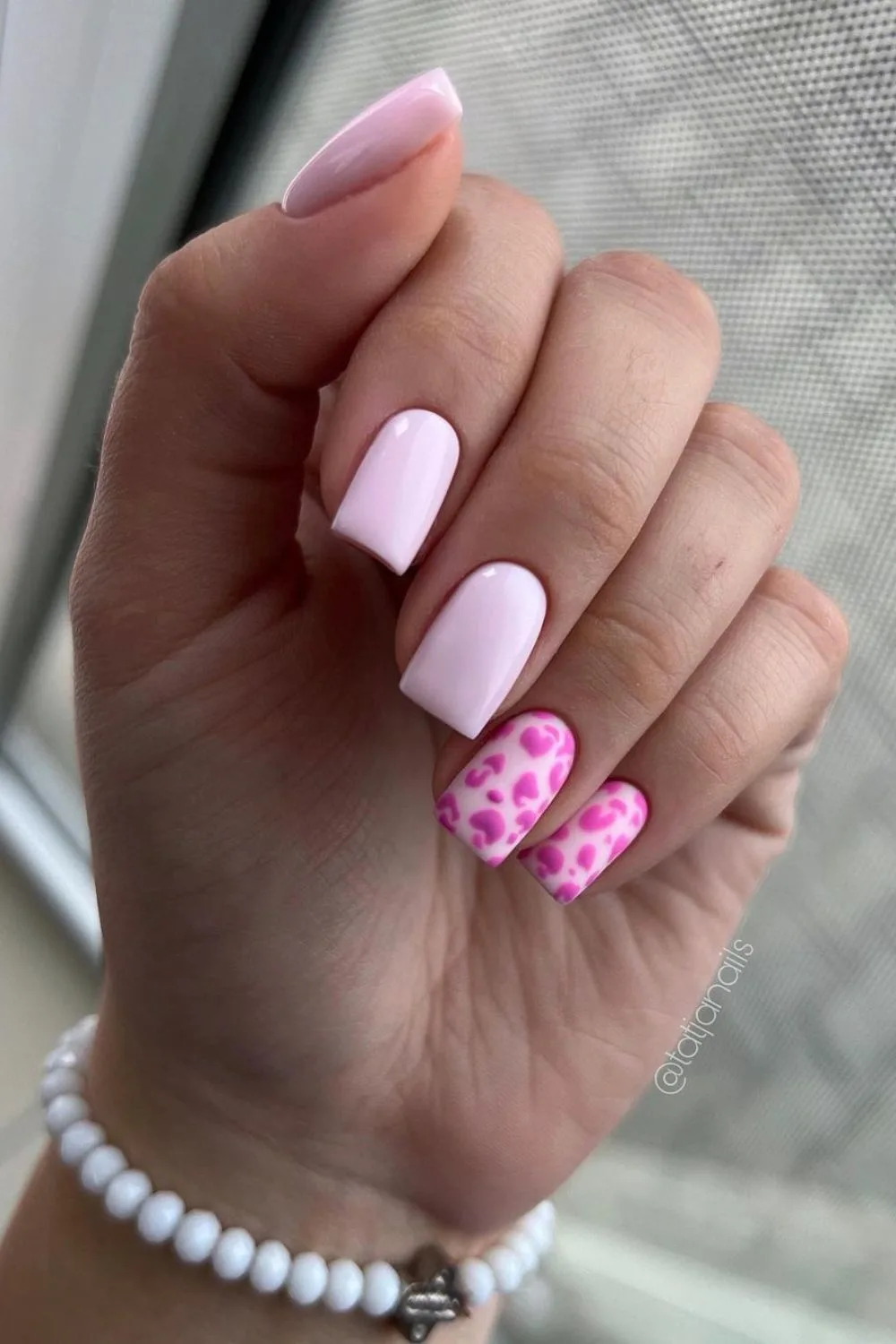 pink nails with leopard print