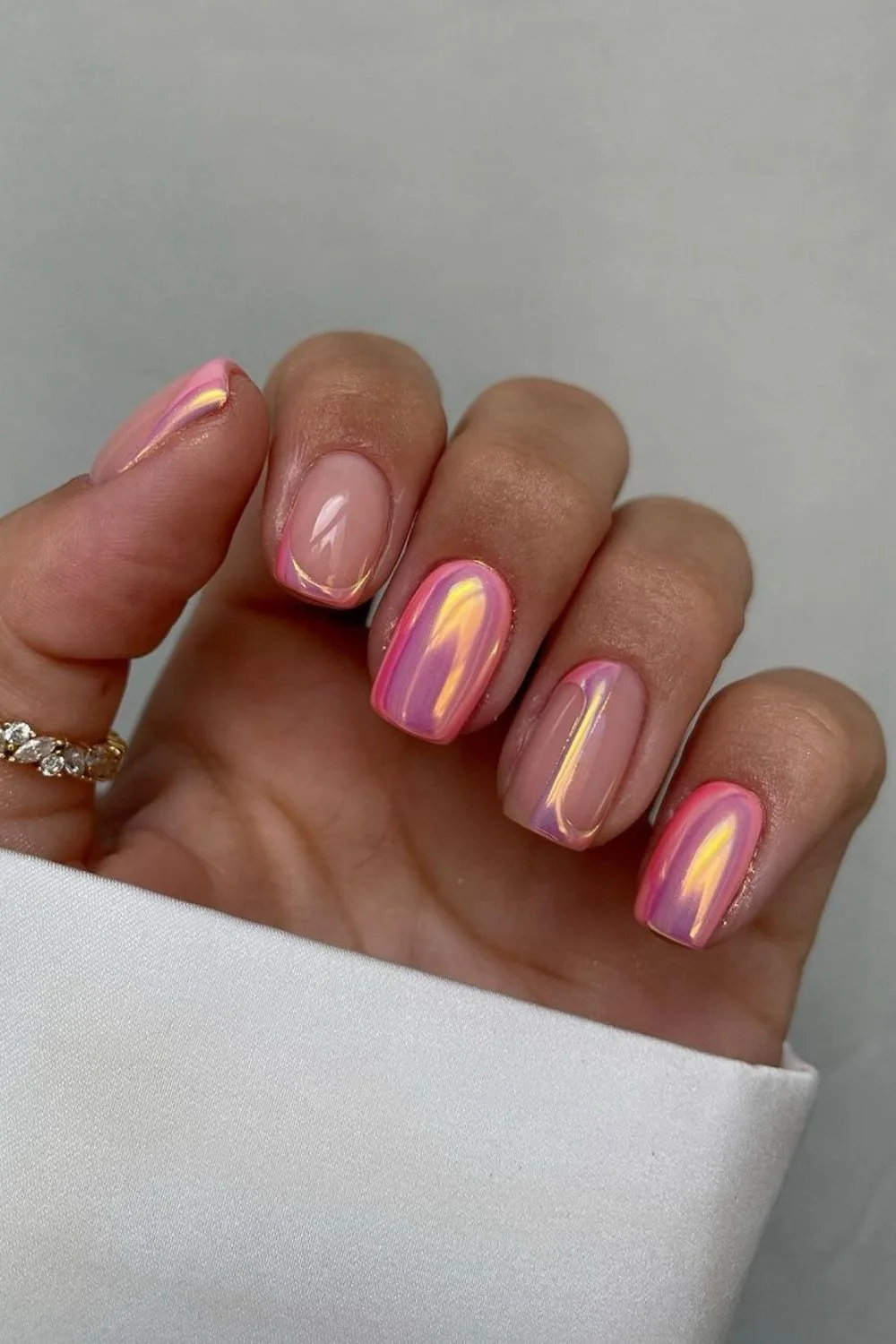 pinky chrome nails