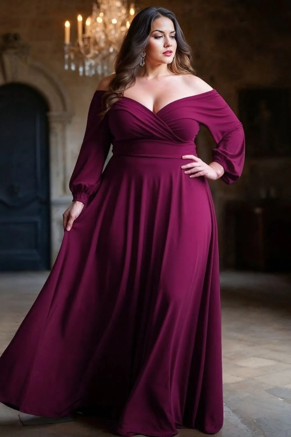 plus size off shoulders dress for prom