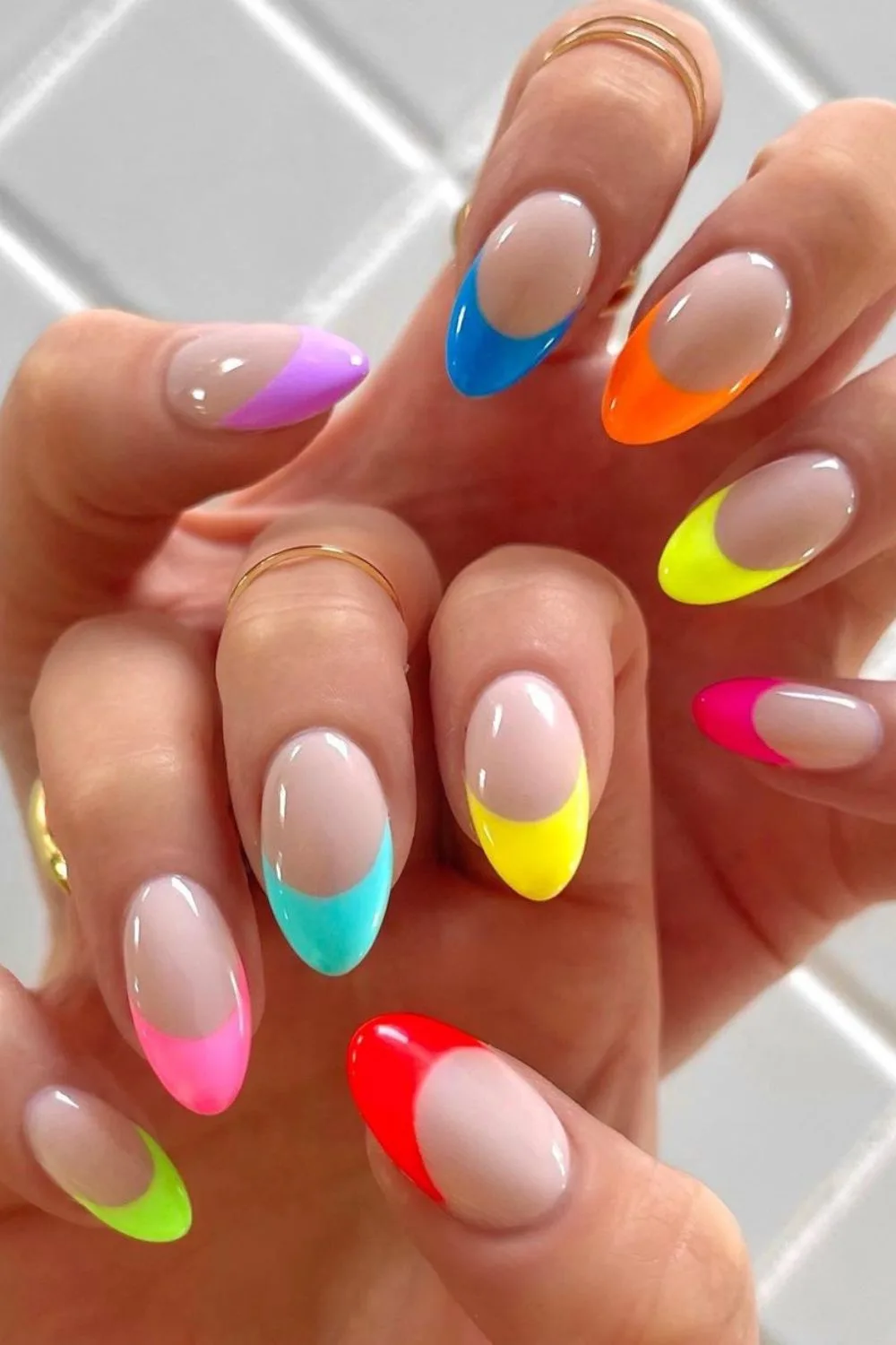 rainbow french manicure