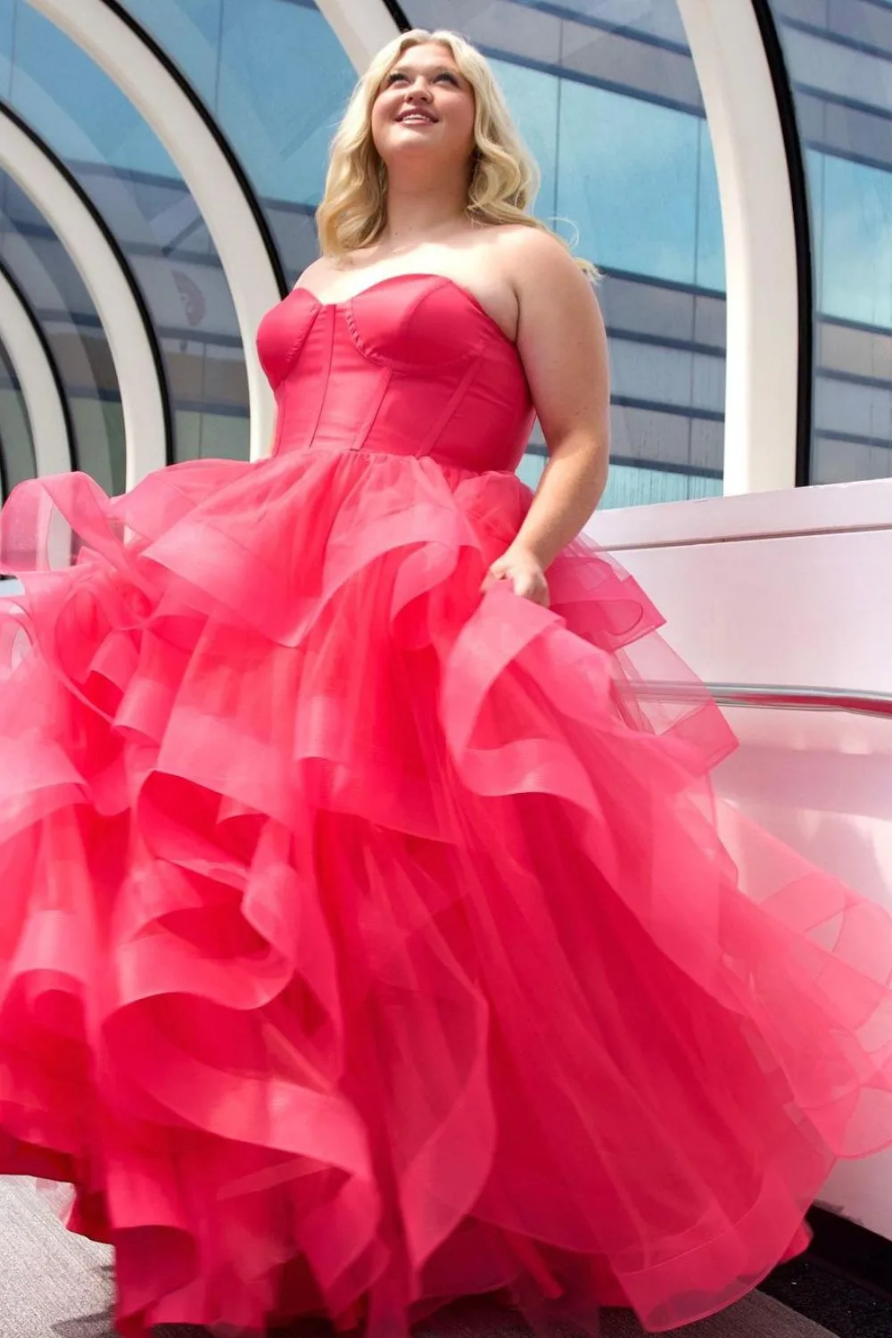 red ballgown for plus size girls