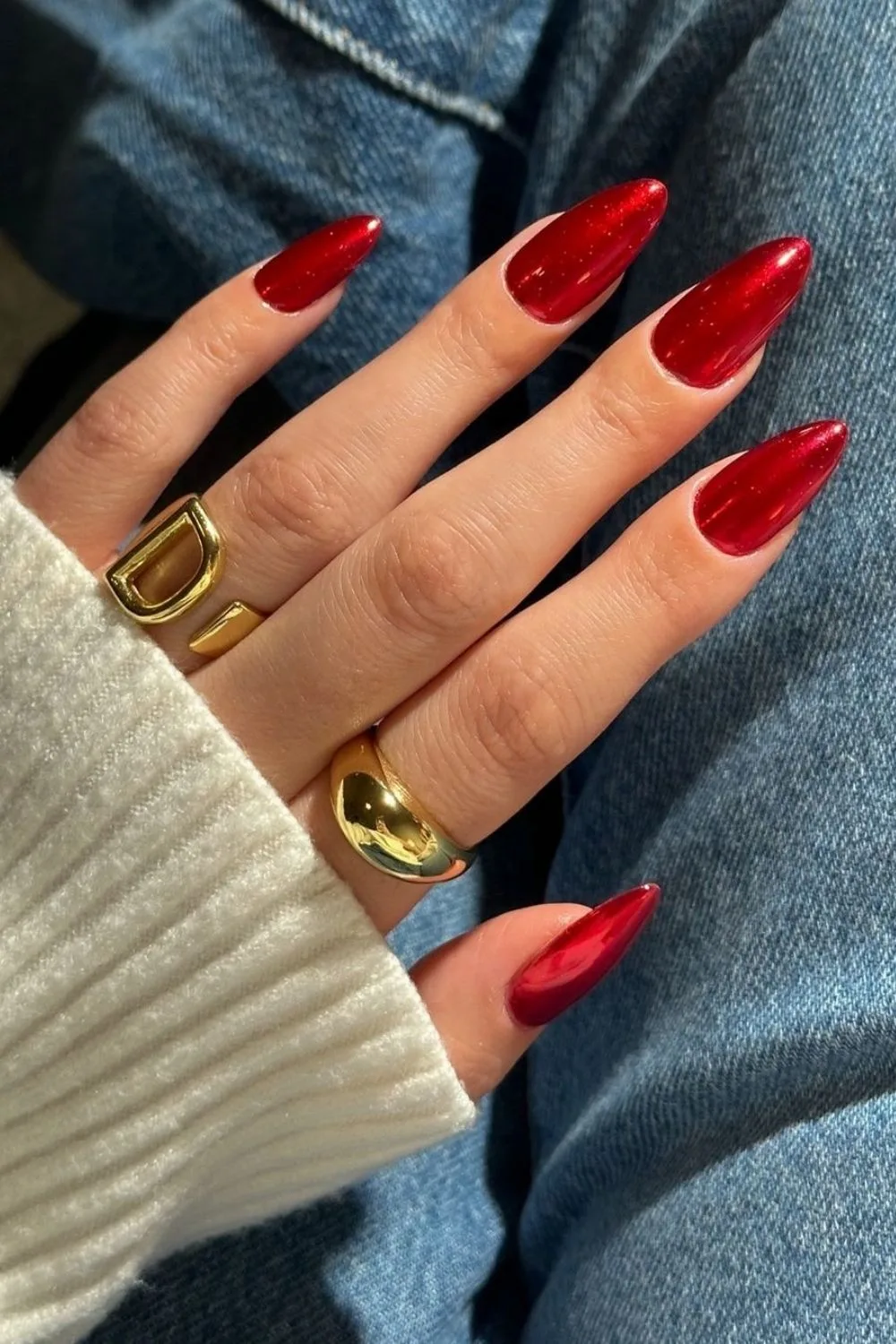 red chrome nails